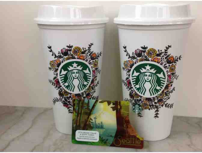 Four Reusable Starbucks Cups and $10 Starbucks Gift Card