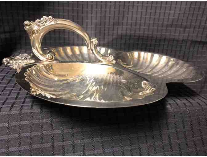 Silver  Tray with Three Scalloped Shaped Compartments
