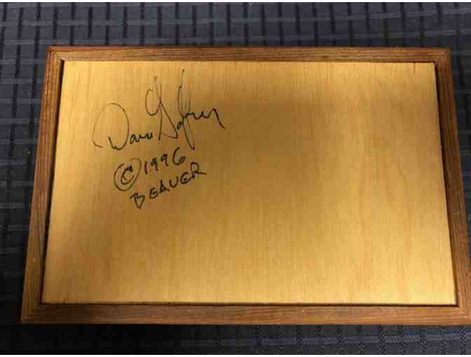 Cedar Box with Inlaid Copper Etching- 'Beaver design' signed C,1996