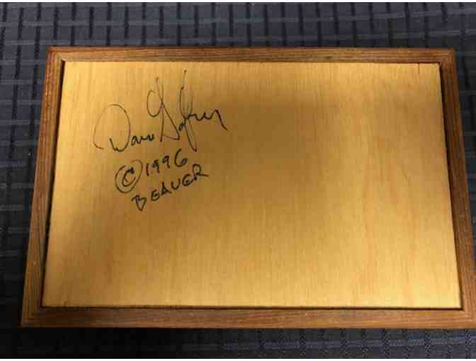 Cedar Box with Inlaid Copper Etching- 'Beaver design' signed C,1996