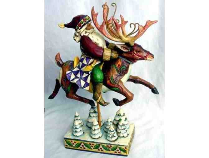 Whimiscal  Jim Shore 'Santa Did Ride' Decor and Silly Stag Pottery Barn Plate Set
