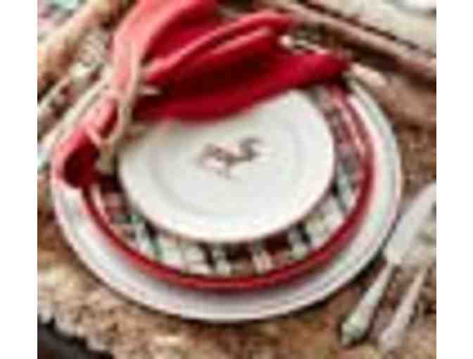 Whimiscal  Jim Shore 'Santa Did Ride' Decor and Silly Stag Pottery Barn Plate Set