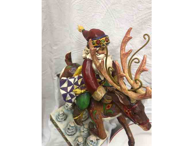 Whimiscal  Jim Shore 'Santa Did Ride' Decor and Silly Stag Pottery Barn Plate Set
