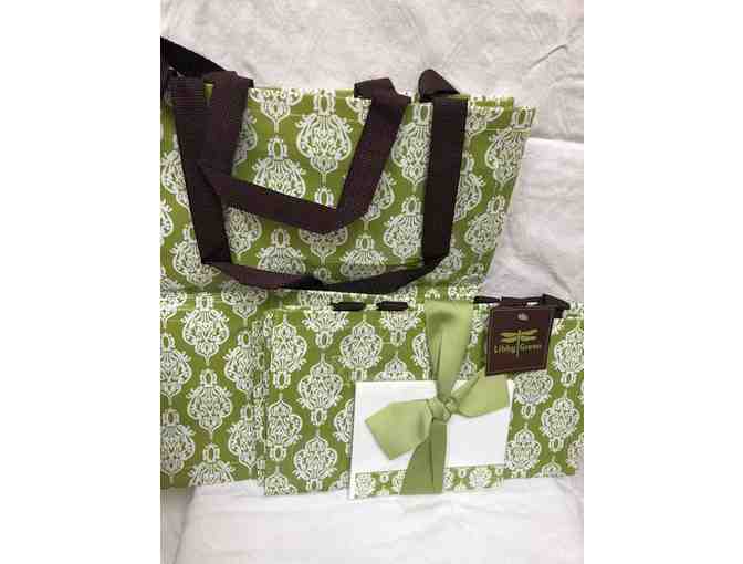 Libby Green Tote Bag Trio with Notecards
