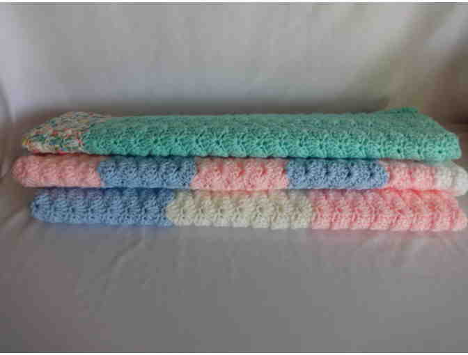 Three Handmade Crocheted Blankets