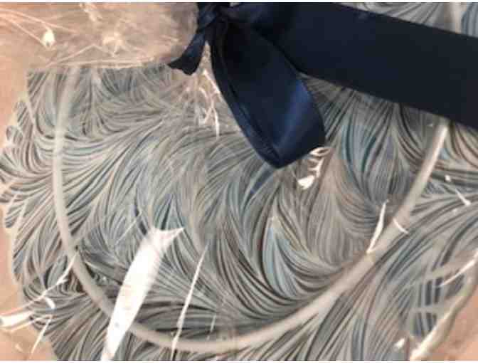 Blue Print Swirl Pedestal Plate