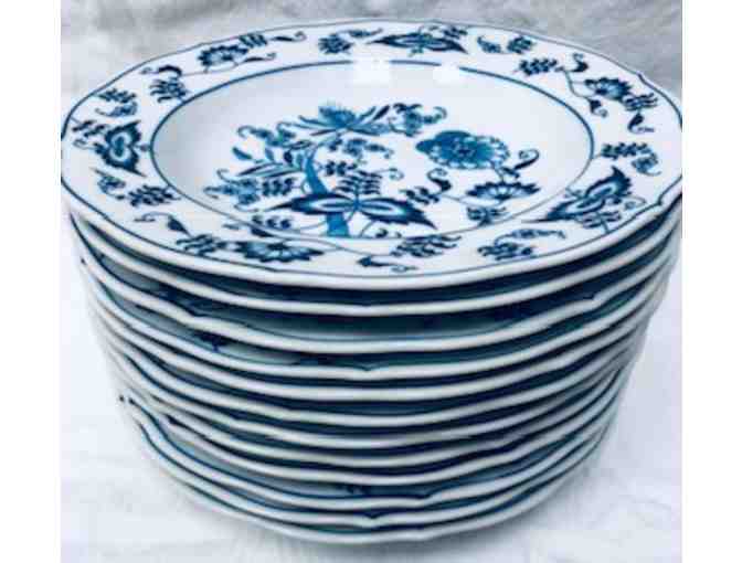 Blue Danube Soup Tureen, 12 Bowls and a Ladle