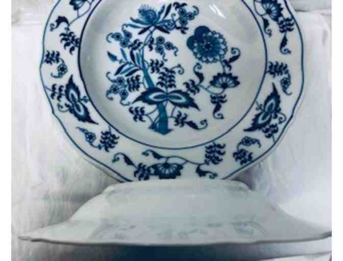 Blue Danube Soup Tureen, 12 Bowls and a Ladle