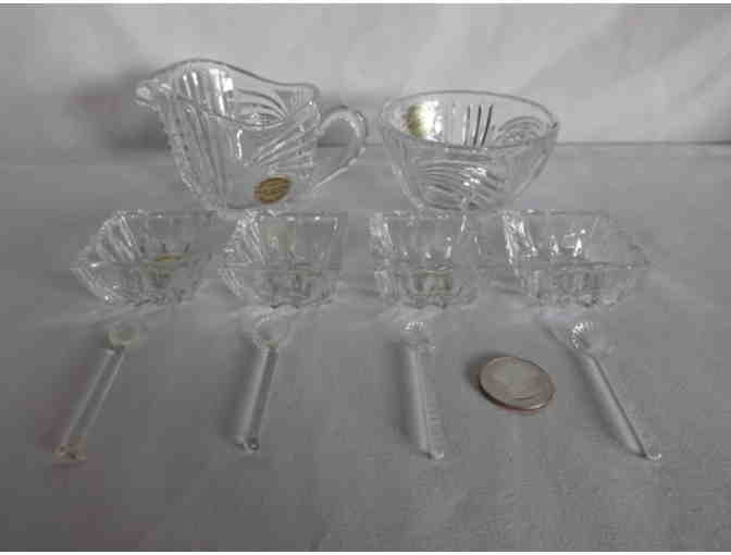 Crystal Sugar, Creamer and Spice Set