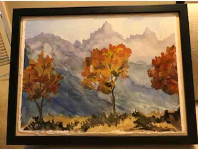 Original Artwork - Framed Painting of Fall Trees by our own Joan Glick