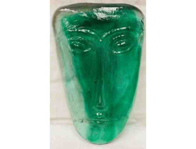KOSTA BODA 1960'S ERIK HOGLUND GREEN ART GLASS FACE MASK