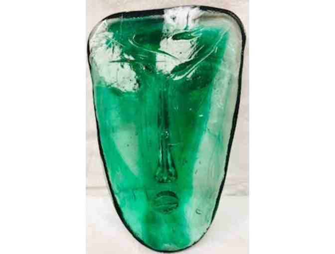 KOSTA BODA 1960'S ERIK HOGLUND GREEN ART GLASS FACE MASK