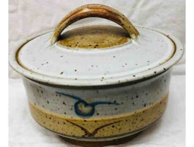 Asian Influence Ceramic Pot with Handles  and Lid
