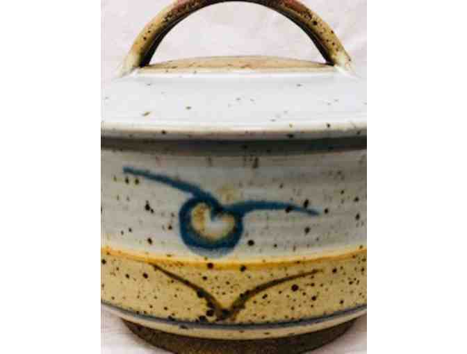 Asian Influence Ceramic Pot with Handles  and Lid