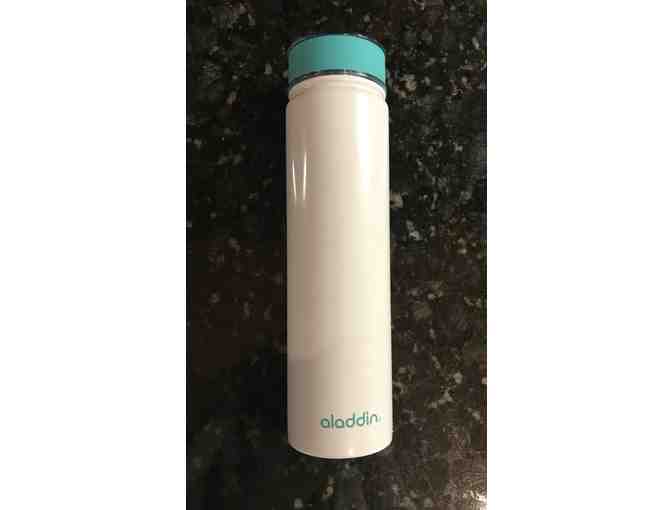 Aladdin White and Turquoise Stainless Steel Insulated Water Bottle