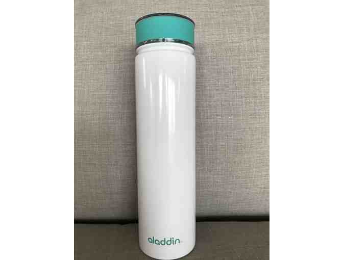 Aladdin White and Turquoise Stainless Steel Insulated Water Bottle