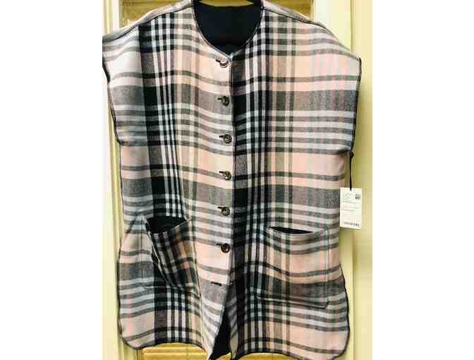 Fashionable Pink, Pastel blue and Navy plaid Poncho by WORTH
