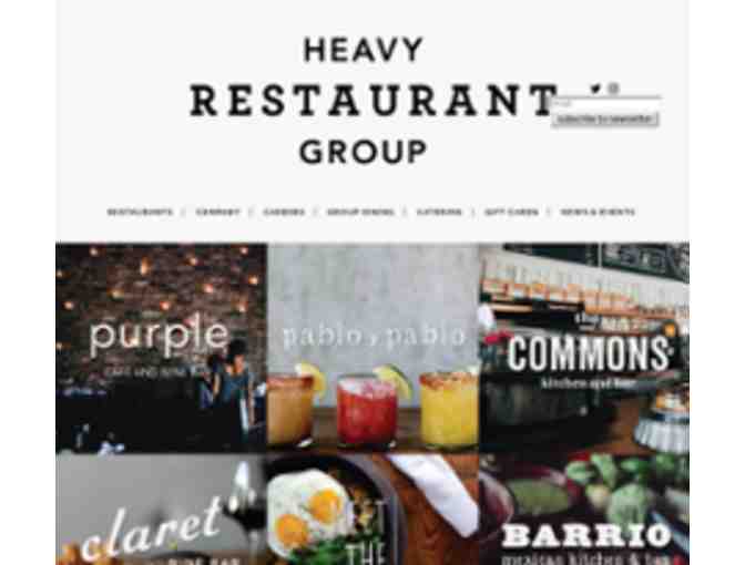 Heavy Restaurant Group- Gift Cards (2 x $50)