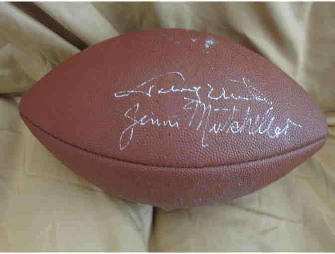 Football signed by Lenny Moore, Johnny Unitas, and Jim Mutscheller