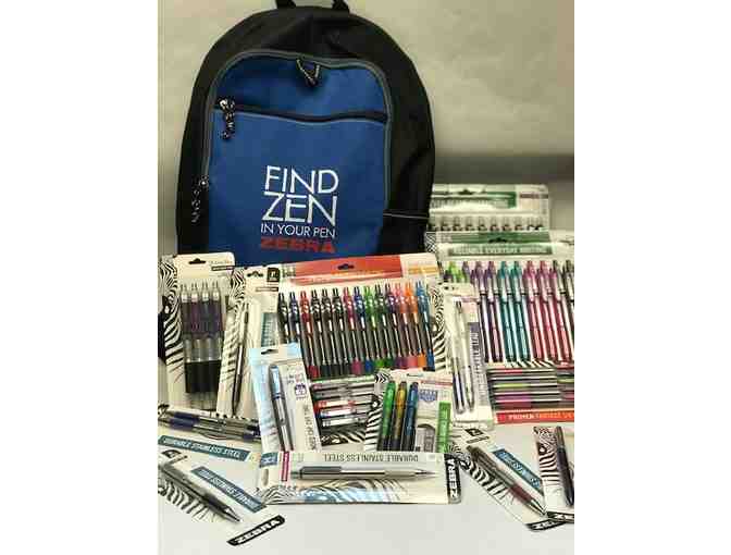 Zebra Pen Backpack Filled with Zebra Products