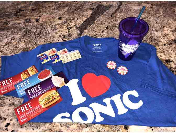 Sonic T-Shirt, Drink Cup & Free Food Coupons Package