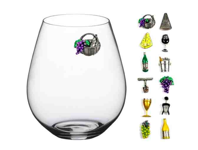 Wine Aerator Pourer/Decanter & Set of 12 Magnetic 'Wine & Cheese' Wine Charms