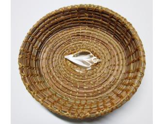 Handmade Pine Needle Basket with Shell