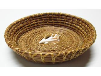 Handmade Pine Needle Basket with Shell