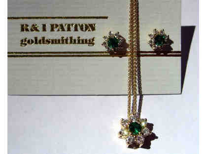 Emerald & Diamond Pendant, Necklace and Earrings