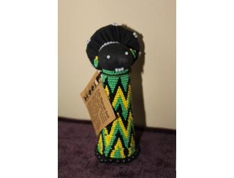 African trading bead necklace and authentic Zulu doll