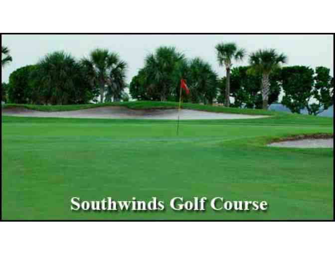 Foursome of Golf with Carts at Southwinds Golf Course in Boca Raton, Fl