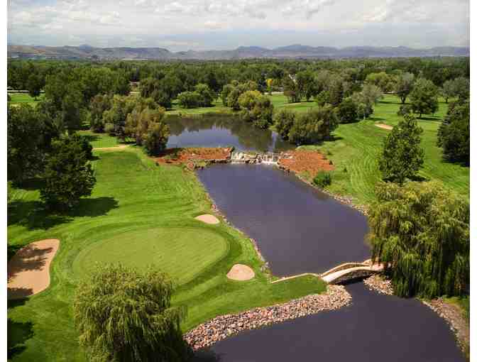 One foursome with carts and lunch at Lakewood Country Club in Lakewood, CO.