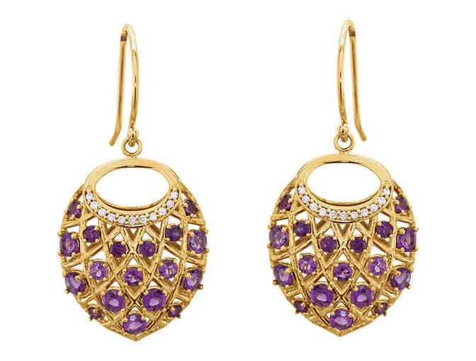 14k Diamond Amethyst Earrings