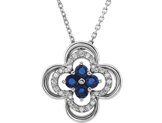 14k Diamond Blue Sapphire Clover Necklace