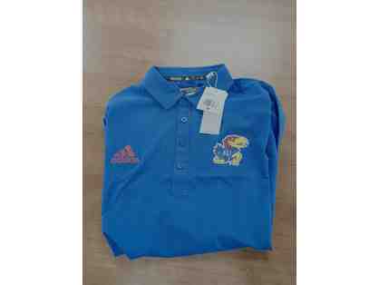 1 Men's Blue Medium KU Golf Polo and 1 Blue Medium KU T-Shirt