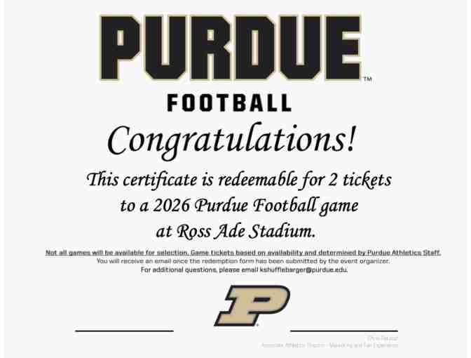 Two 2026 Purdue Football Tickets - Photo 1