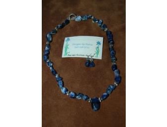 Blue Lapis Glass Beaded Necklace & Earring Set