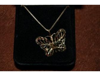 Vermeil Buttefly Pendant with 18' Vermeil Box Chain