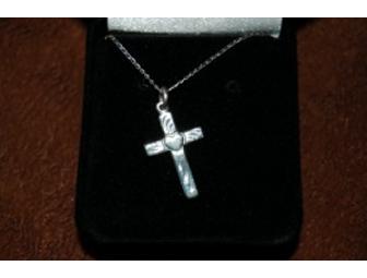 Sterling 19mm Engraved Cross on Sterling Chain