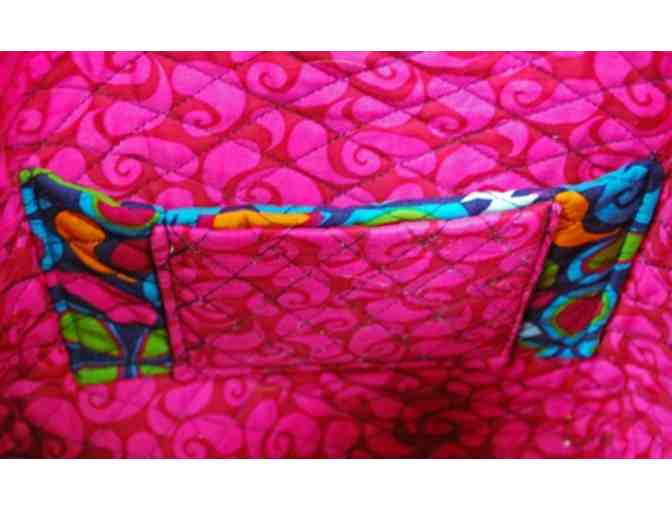 Handmade Paisley Blue & Pink Quilted Bag with Large Ring Clasp