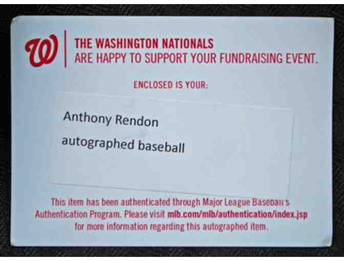 Washington Nationals Baseball Autographed by Anthony Rendon