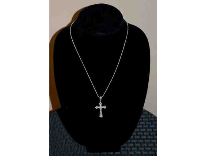 Sterling Silver Cross Pendant with Diamond Accents