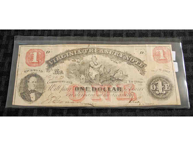 Virginia Treasury Note $1.00, Richmond, VA (October 21, 1862)