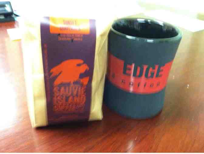 $25 Gift Certificate at Edge Coffee, an Edge Mug and Coffee Beans