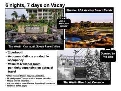 7 Day / 6 Night Vacation Getaway to a Choice of Several Destinations