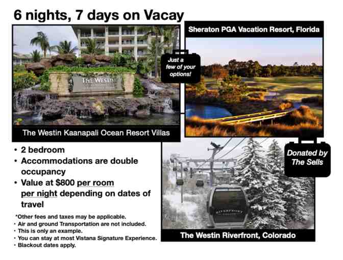 7 Day / 6 Night Vacation Getaway to a Choice of Several Destinations