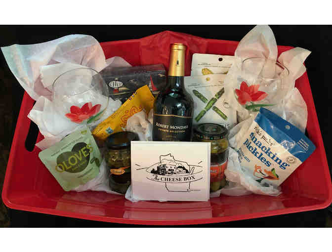 $25 Cheese Box GC, Hand painted Wine Glasses, 7 Piece Cheeseboard & More