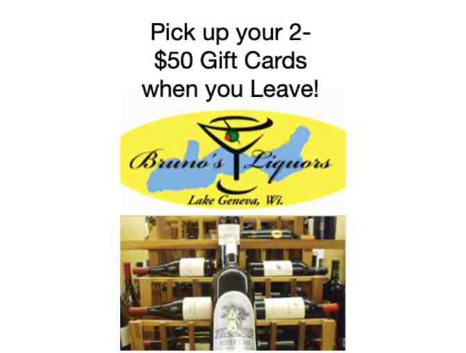 Waterford Lismore Wine Decanter & Goblets plus (2) $50 Brunos Liquors Giftcards