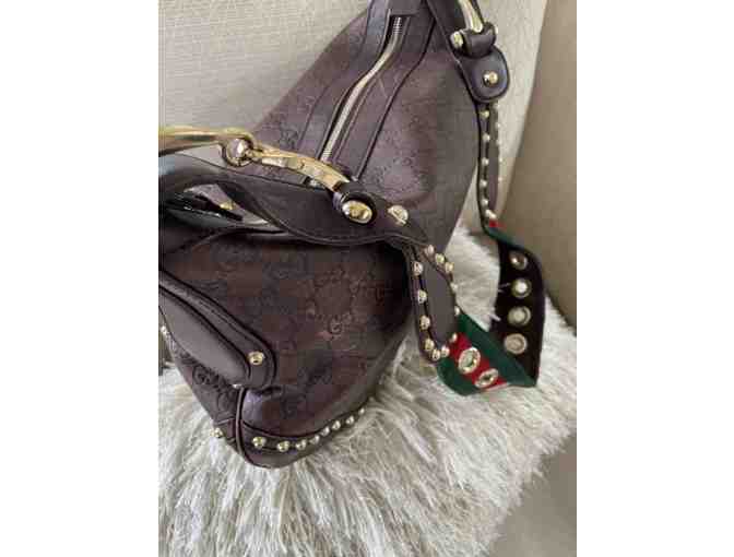 Brown Pelham Web Gucci Leather Shoulder Bag