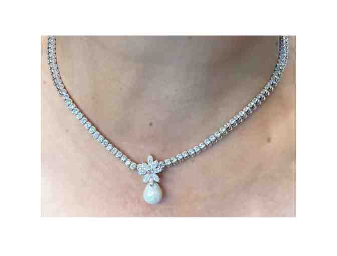 Drop Pearl Statement Necklace with Safety Closure